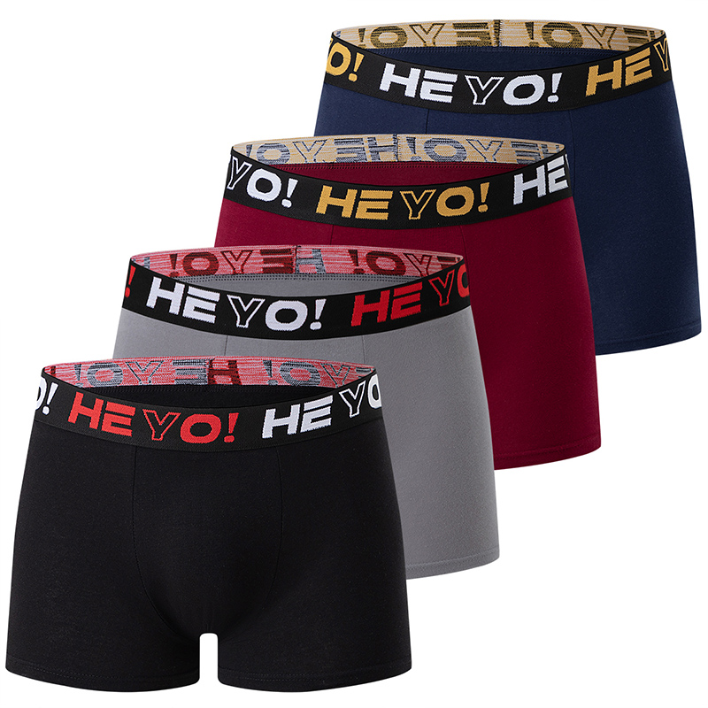 4-Piece Set of Men's Solid Col - Boxer Brief Pack Cotton 评论和价格